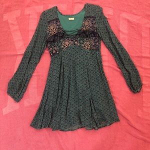 Lace up long sleeve dress